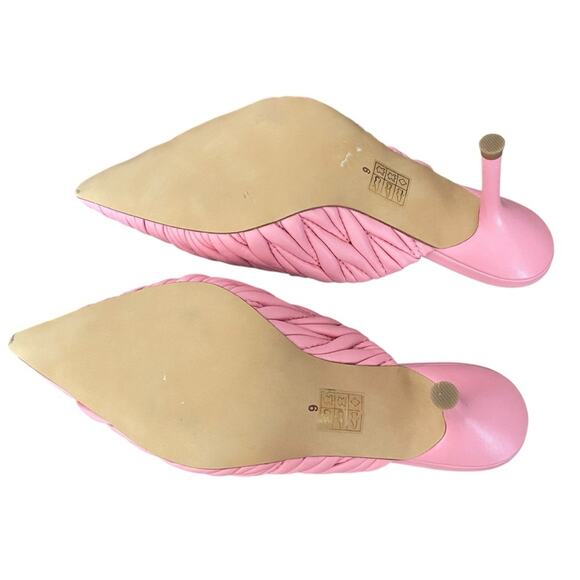 Jeffrey Campbell Copin Pleated Padded Mid Heel Pink Leather Mule size 9 NWOB - Picture 10 of 12